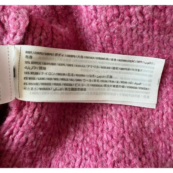 Abercrombie & Fitch Pink Wool Blend Knit Balloon Sleeve Crewneck Sweater Small - Picture 12 of 13